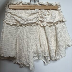 Urban Outfitters Cream Ruched Mini Skirt